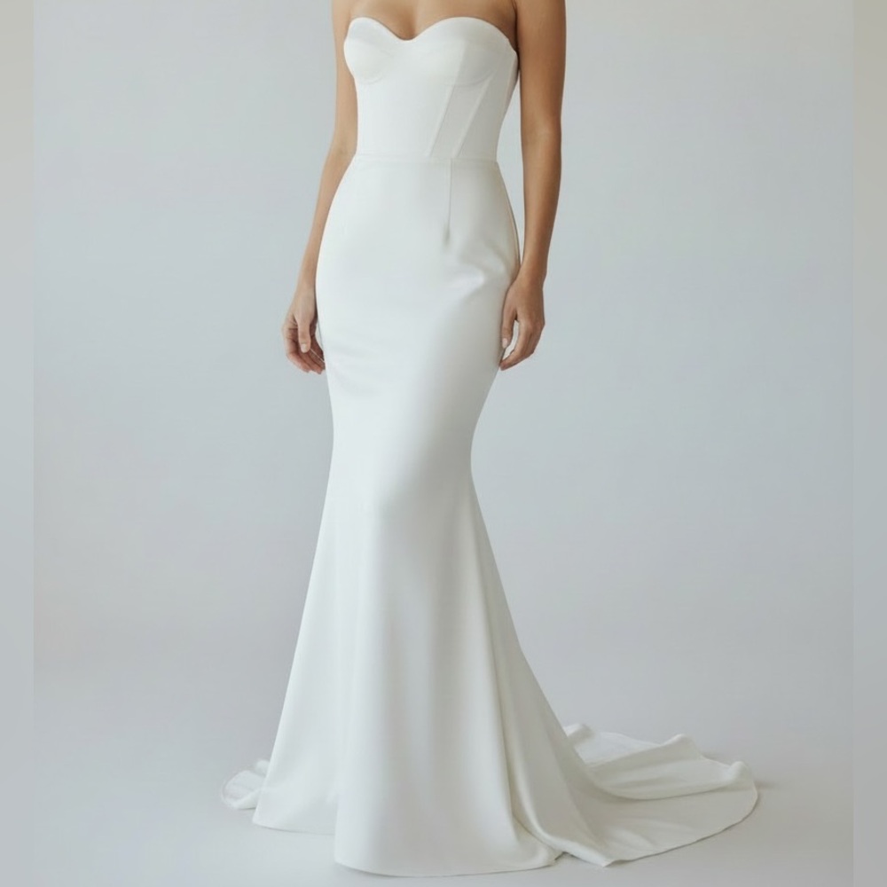 Lulus White Strapless Bustier Dress Maxi Wedding Size Large NWOT